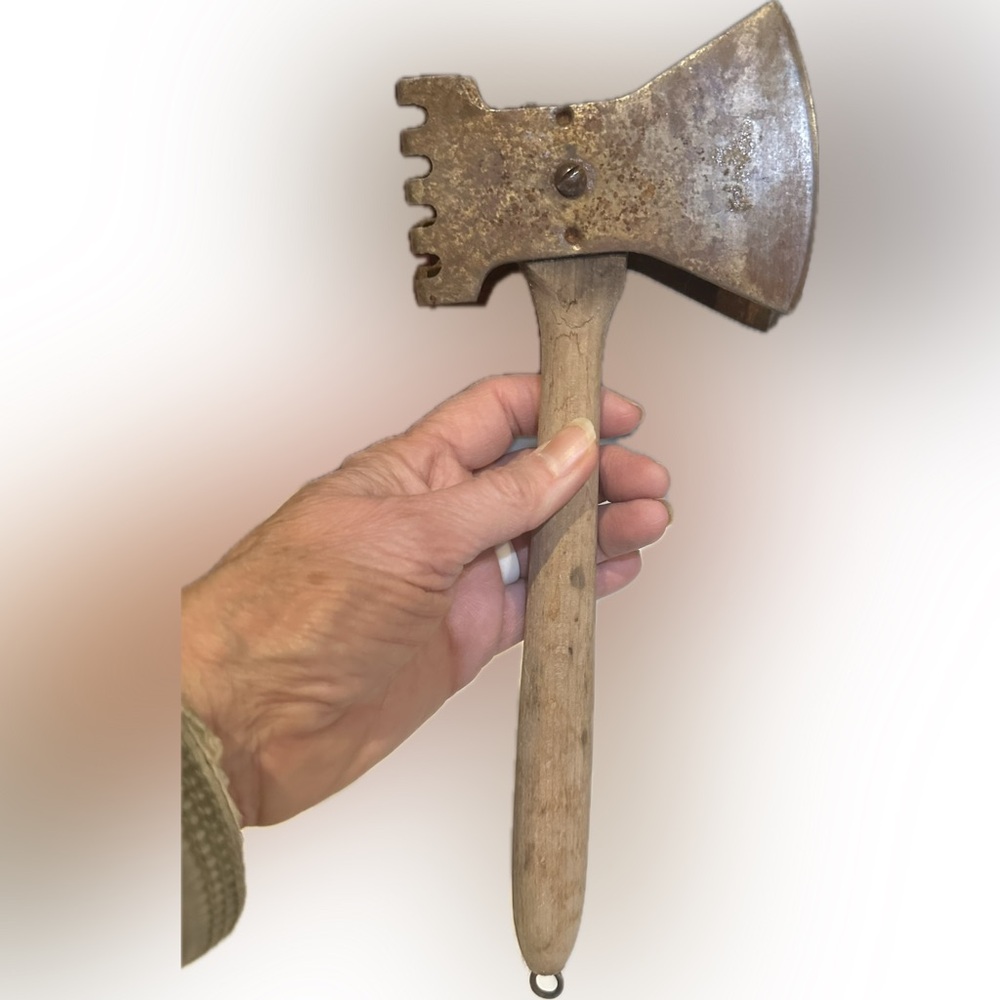 1911 ANTQ VTG RARE MEAT TENDERIZER CHOPPER ICE HAMMER KITCHEN TOOL WOODEN HANDLE